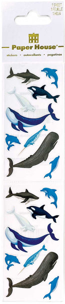 Paper House ocean animal scrapbook stickers with whales dolphins and sharks for sea themed craft projects