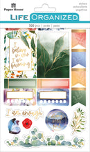 Product image of paper house life organized botanical planner stickers featuring botanical planner stickers with greenery, labels and uplifting quotes.
