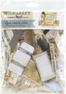 49 and Market Faded Memory Lane Bits ephemera set with 118 vintage die-cut pieces in antique cream, faded blue and sepia tones
