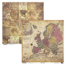 Two vintage-style map sheets featuring Europe, one shown flat and one stacked to reveal the patterned back, on a white background. The brand name '7 Colors' is visible at the bottom.