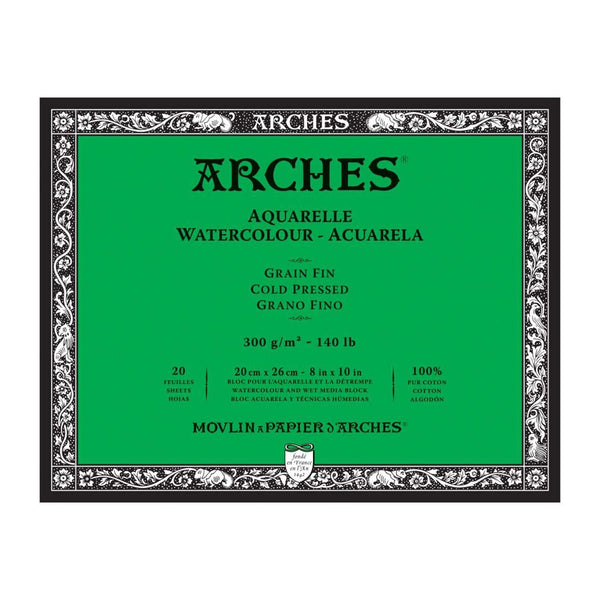 Arches Watercolour Block - Cold Pressed 300gsm 20cm x 26cm - 20 Sheets