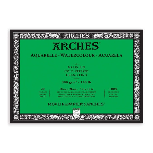 Arches Watercolour Block - Cold Pressed 300gsm 18cm x 26cm - 20 Sheets