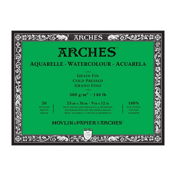 Arches Watercolour Block - Cold Pressed 300gsm 23cm x 31cm - 20 Sheets