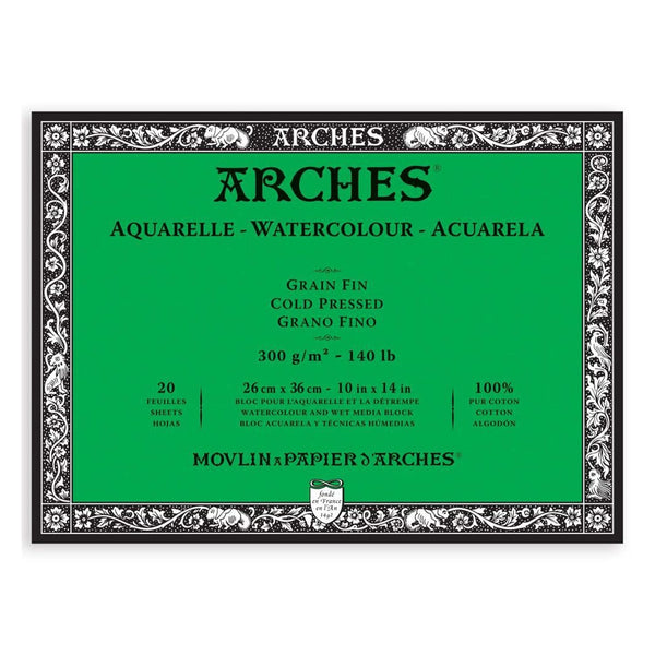 Arches Watercolour Block - Cold Pressed 300gsm 26cm x 36cm - 20 Sheets