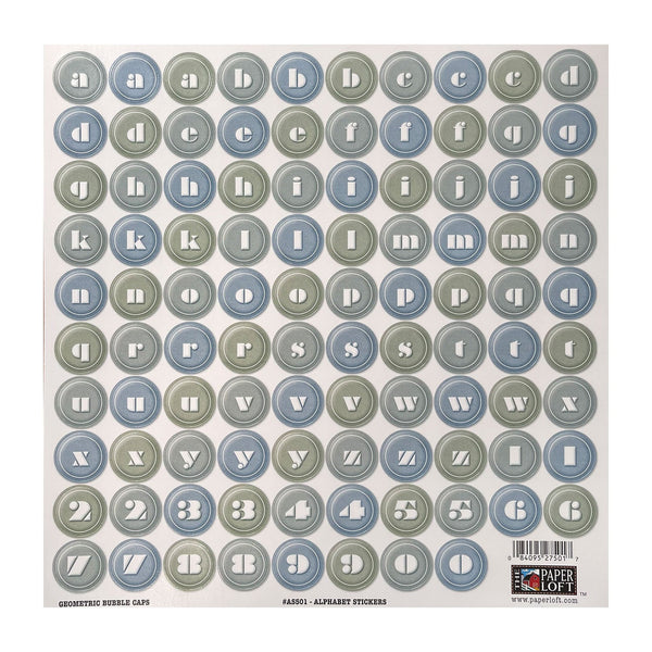 The Paper Loft 12"x 12" Cardstock Alphabet Stickers - Geometric Bubble Caps #1