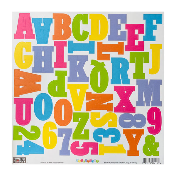 The Paper Loft 12"x 12" Cardstock Alphabet Stickers - Sky Pink Blue