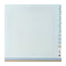 A square scrapbook paper sheet with a pale blue textured background, featuring a decorative scalloped border, a patterned strip at the bottom, and the text 'spending time together' printed vertically on the right side.
