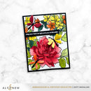 Colorful floral card with a rose and butterflies on a white marble background, featuring the brand 'Altenew'.