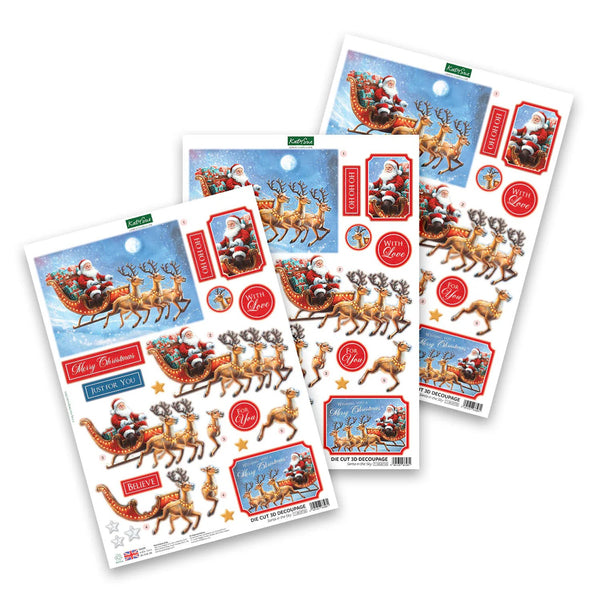 Katy Sue Die Cut Decoupage 3/Pkg - Santa in the Sky