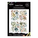 Arden Creative Design 'Laser Cuts' sheet of amber-ledger foliage decals, featuring illustrated leaves, acorns, and butterflies in earthy autumn colors on a white backing card.