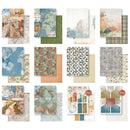 Collection of patterned paper sheets with various designs on a white background
