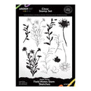 Clear stamp set with floral and botanical designs on a white background