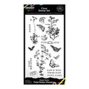 Clear stamp set with butterfly and plant designs on a white background