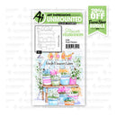 Art Impressions clear stamps packaging with floral design and promotional banner.