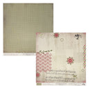 Two sheets of Authentique Paper 'Autumn Vintage' collection scrapbooking paper on a white background. The top-left sheet shows a green and beige gingham pattern, while the bottom-right sheet displays a multi-patterned vintage design with red floral motifs, musical notes, and script text.