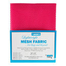 A package of byannie's Lightweight Mesh Fabric in the shade White (SIP250 - White), showing a folded pink mesh fabric sample above its blue and white retail packaging.