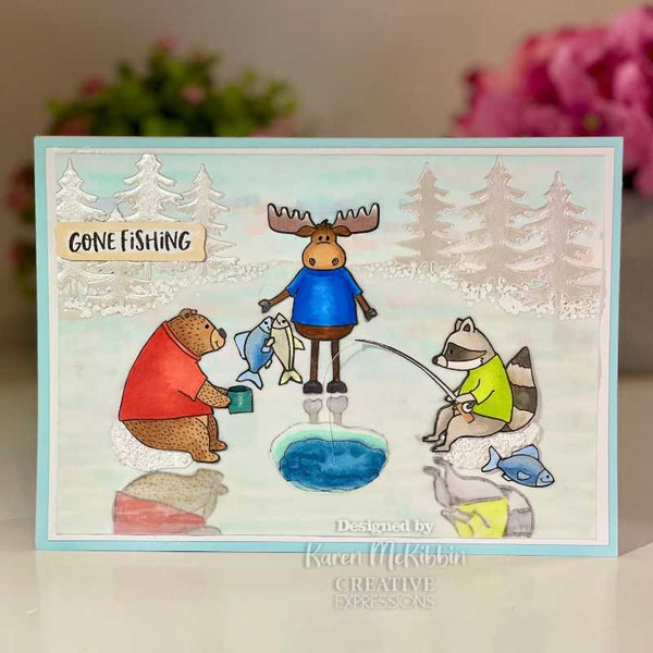 Creative Expressions Jane's Doodles Clear Stamp Set 6"x 8" - Gone Fishing*