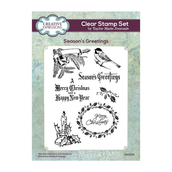 Creative Expressions Taylor Made Journals Clear Stamp 6"x 8" - Seasons Greetings