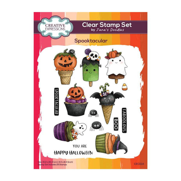 Creative Expressions Jane's Doodles Clear Stamp Set 6"x 8" - Spooktacular