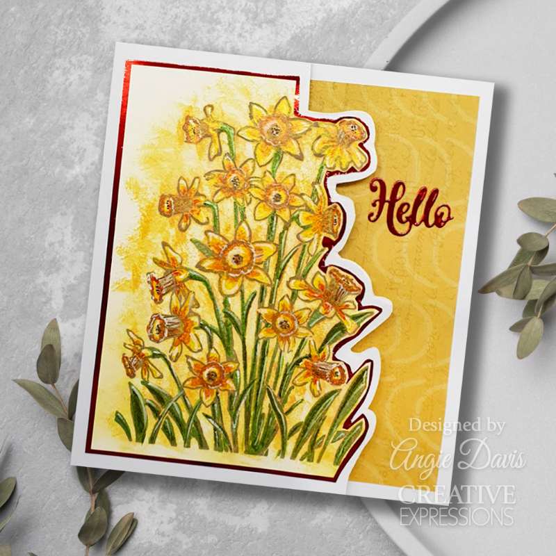 Creative Expressions 4"x 6" Pre-Cut Rubber Stamp - Daffodil Tapestry