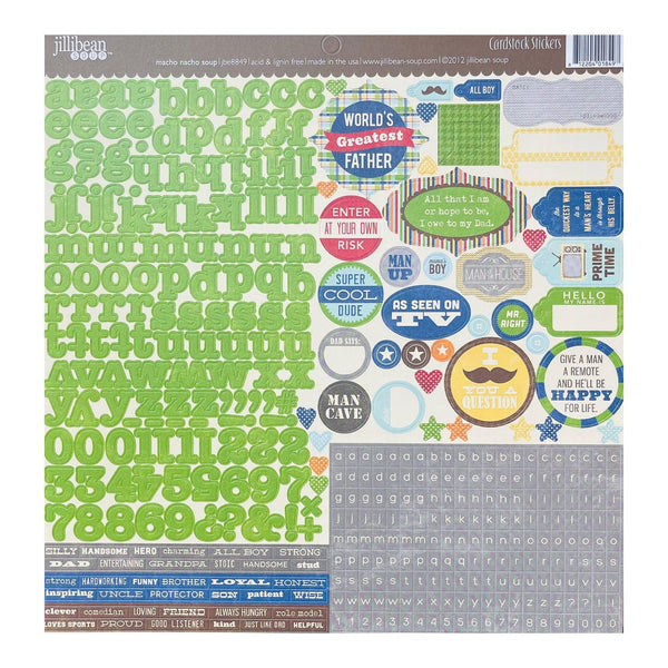 Jillibean Soup 12"x 12" Cardstock Stickers - Macho Nacho Soup