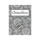 ChiaoGoo knitting needles on a gray floral patterned card