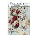 Starburst Deluxe & Vellum Dual Pack scrapbooking paper featuring a vintage floral design with red and white roses, butterflies, dragonflies, and script text on a light background.