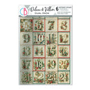 A packaged paper craft sheet labeled Deluxe & Vellum Dual Pack, showing a 6-design Christmas advent calendar with numbered square panels decorated with holly and berries.