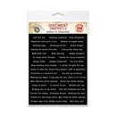 A packaged set of sentiment snipets words to treasure on a white background. The product is in a clear plastic sleeve with a white header card featuring a rustic beige top section and black text listing 258 words of affection and encouragement.