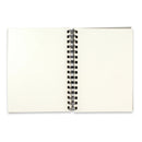 A blank cream-colored spiral notebook with a black wire binding, shown flat against a solid white background.