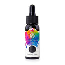 Bottle of water-based ink with a colorful label on a white background