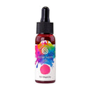 Bottle of water-based ink with colorful label on a white background