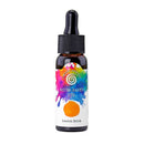 A small amber glass dropper bottle of Cerak Shimmer Water-Based Ink in the color 'London Brick', featuring a colorful paint-splatter label with an orange color swatch and a black dropper cap.