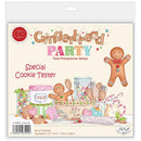 Gingerbread Party Special Cookie Tester stamp set packaging by Joy of Crafting, featuring illustrated gingerbread cookies, jars, utensils, and festive decorations on a cream background.
