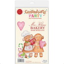CandyCreek 'Cinquebreed Party' clear photopolymer stamps in 'Mrs. Klaus Bakery Made with Love' set, featuring gingerbread people, a pink heart, and candy canes on a cream backing card.