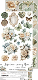 Decorative paper sheet with floral and nature-themed elements, including flowers, leaves, and decorative frames.