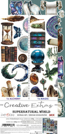 Supernatural world themed stickers with various elements on a white background.