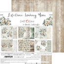 Craft paper set titled 'Lifetime Loving You' by Craft O'Clock with floral designs and wooden textures.