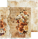 A vintage-style floral paper design sheet with layered beige and cream textures, lace-like patterns, torn paper edges, and clusters of orange, tan, cream, and muted blue flowers. Small printed text along the bottom reads 'Shades of Nature' and includes the brand 'Craft Scope'.