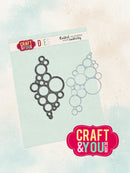 Bubble-shaped crafting dies on a card with 'Craft & You' branding.