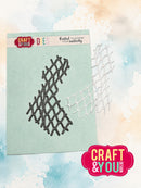 Craft & You Design metal die with lattice pattern on a light blue background