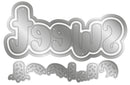 A pair of silver metal cookie cutters shaped like ghosts, shown on a plain white background. One cutter is oriented upside down, and the other is right-side up, both displaying a dashed outline pattern.