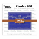 Cardzz 486 die set packaging by Creations by Annelets Kandelides, featuring a blue layered cardstock sample with a brown band across the middle on a white background with repeated Creations by Annelets Kandelides watermarks.
