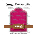 Product packaging for CREA lies X-tra no. 129 die set, featuring a pink layered die template graphic on a white background with brand text and product details.