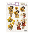 Sheet of die-cut stickers featuring fairies with flowers, branded 'Crafted Memories'.