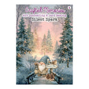 Front cover of a 'Crafted Memories' art journaling and card making book titled 'Silent Spark', featuring a winter forest illustration with a gnome on a bridge in the snow.