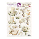 Decorative sheet with floral and candle designs by Creative Cutouts on a white background.