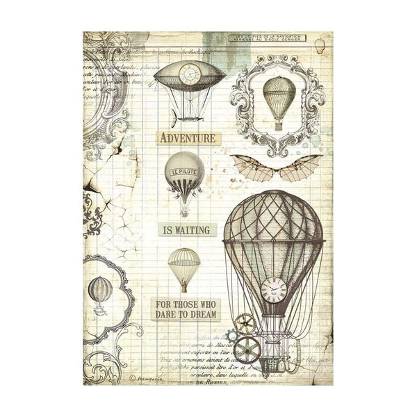 Stamperia Rice Paper Sheet A4 - Voyages Fantastiques - Balloon*