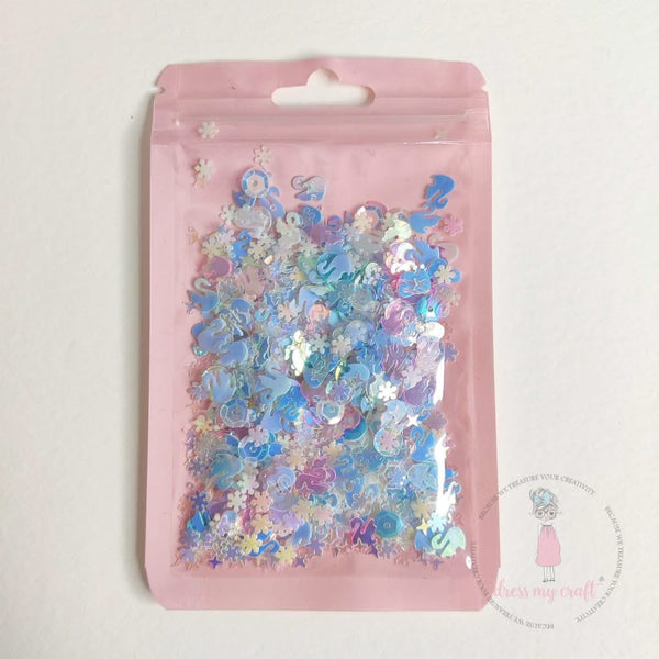 Dress My Craft Sequins 8gms Shining Swan Blue Mix