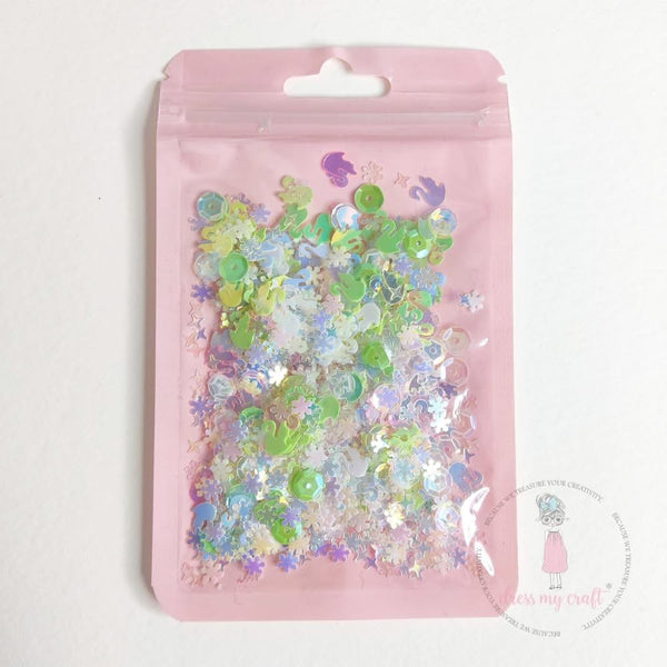 Dress My Craft Sequins 8gms Shining Swan Green Mix
